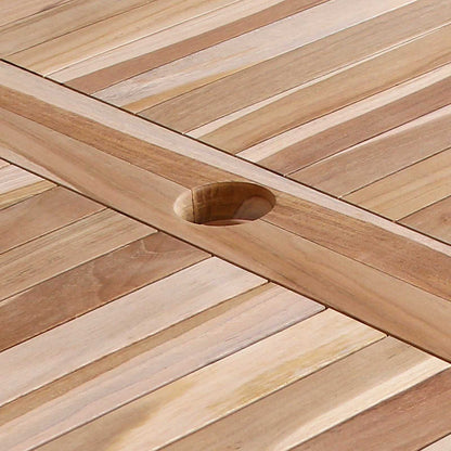 Mesa De Jardín Plegable Natural 120 X 70 X 75,5 Cm