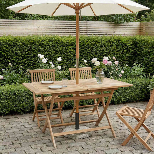 Mesa De Jardín Plegable Natural 120 X 70 X 75,5 Cm