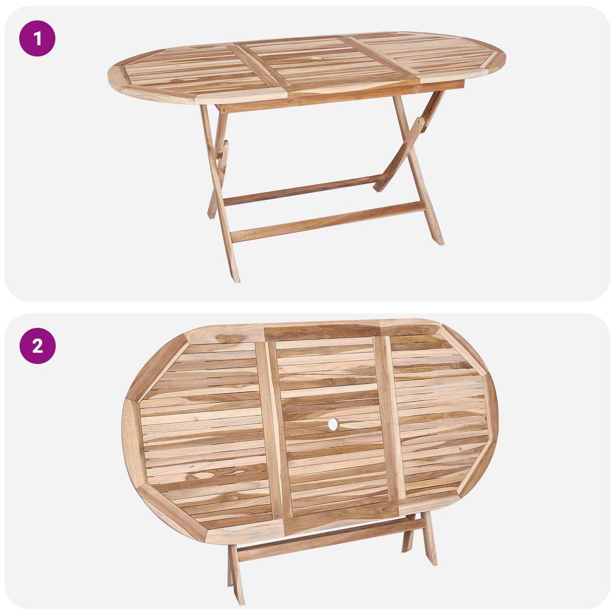 Mesa De Jardín Plegable Natural 160 X 80 X 76 Cm