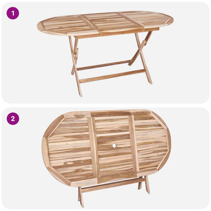 Mesa De Jardín Plegable Natural 160 X 80 X 76 Cm