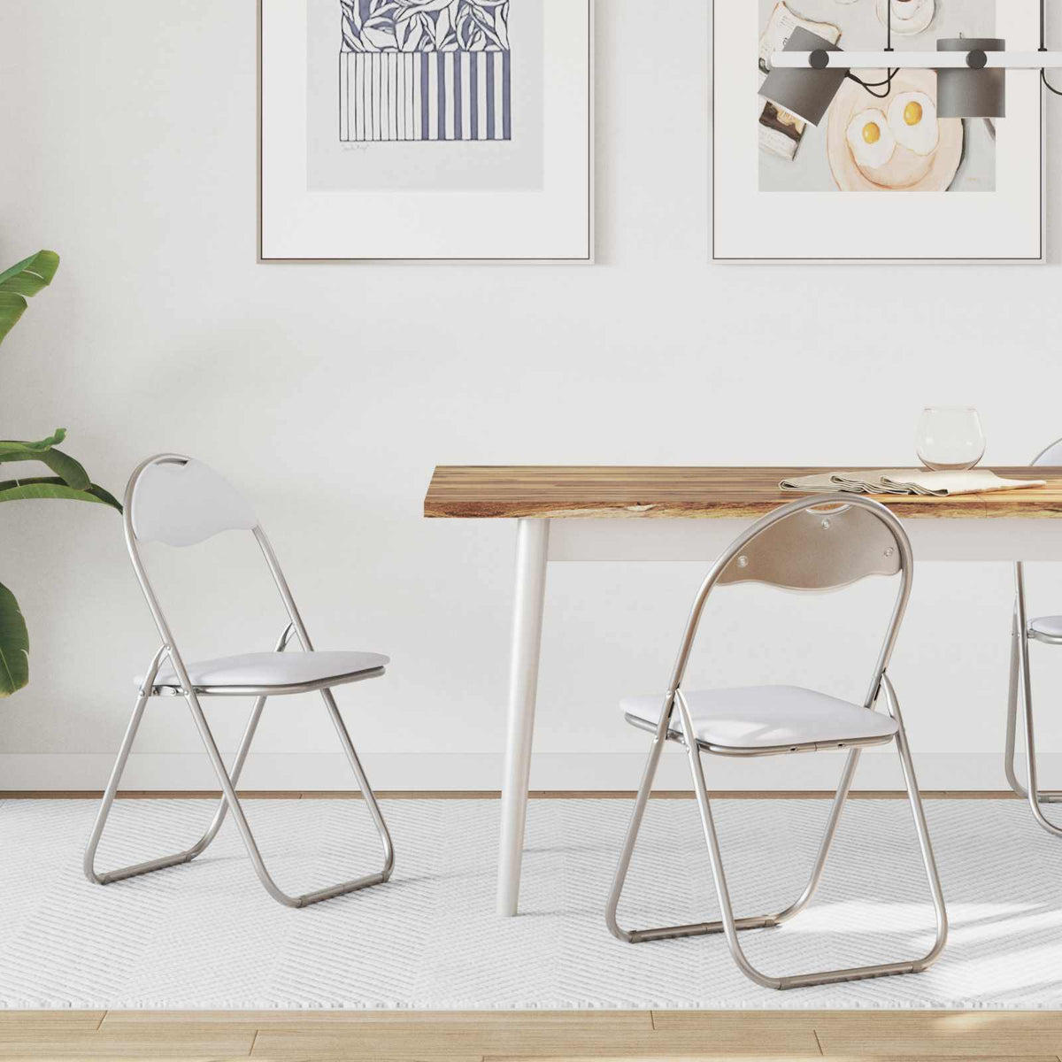 Silla Plegable 8 Uds. Cuero Sintético 48 X 43,5 X 81 Cm