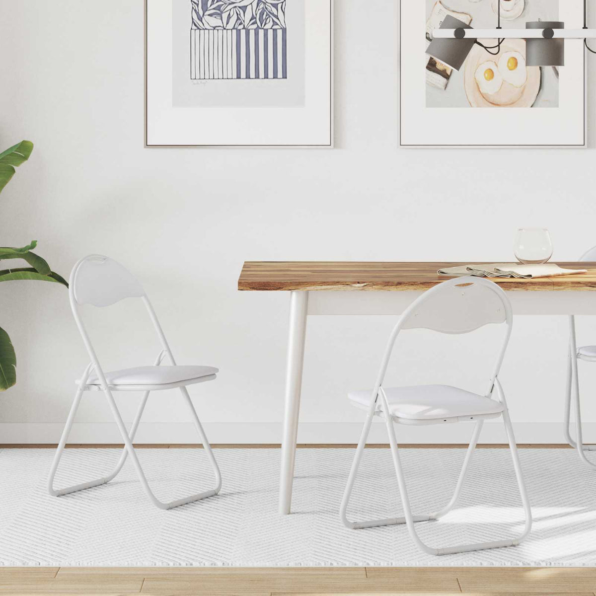 Silla Plegable 8 Uds. Cuero Sintético 48 X 43,5 X 81 Cm