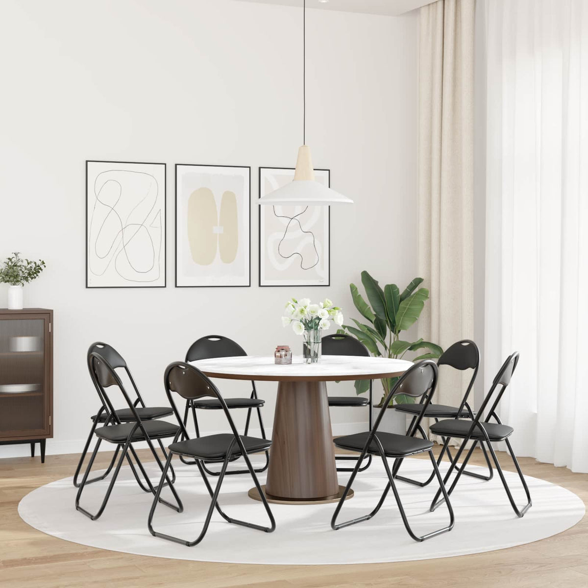 Silla Plegable 8 Uds. Cuero Sintético 48 X 43,5 X 81 Cm