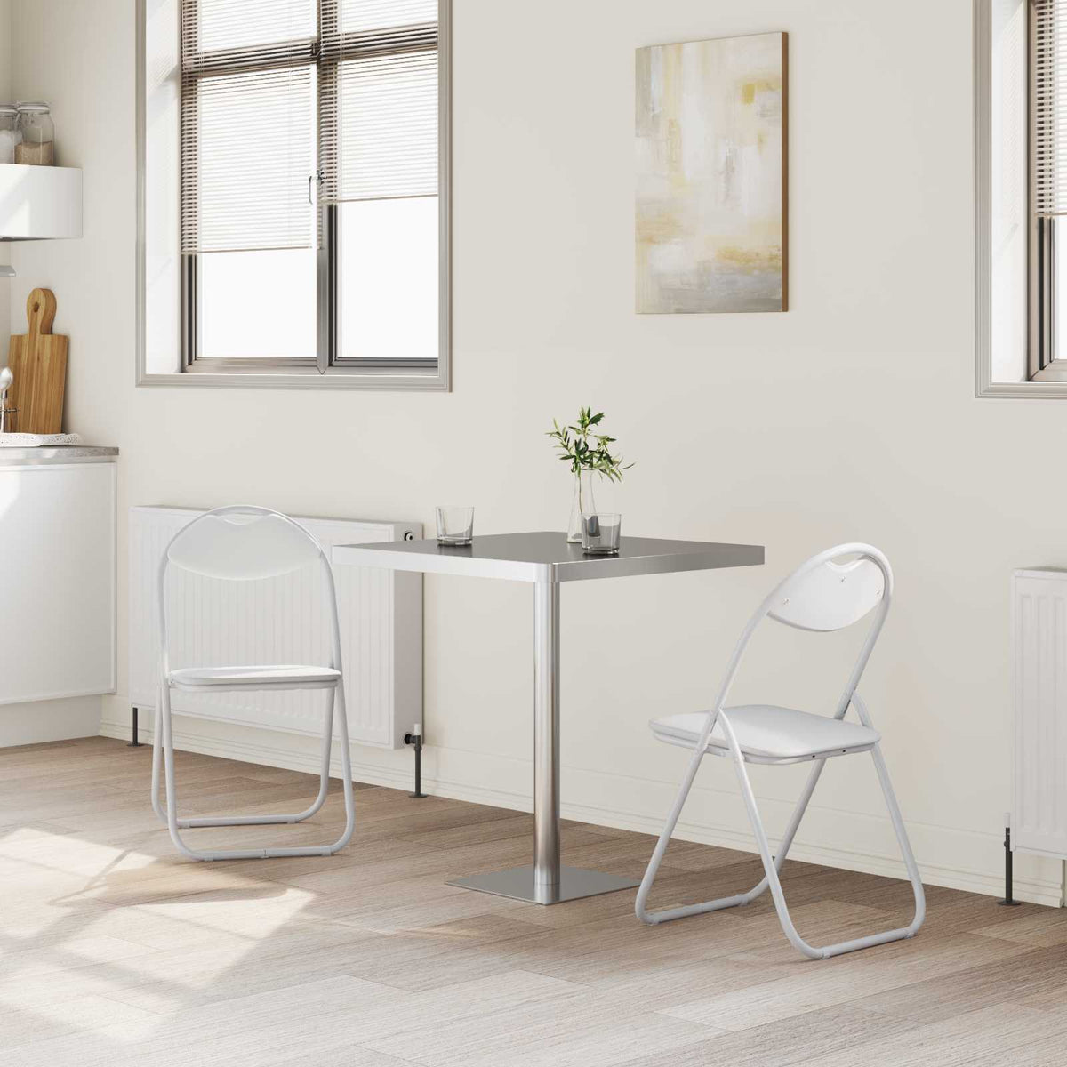 Silla Plegable 2 Uds. Cuero Sintético 48 X 43,5 X 81 Cm