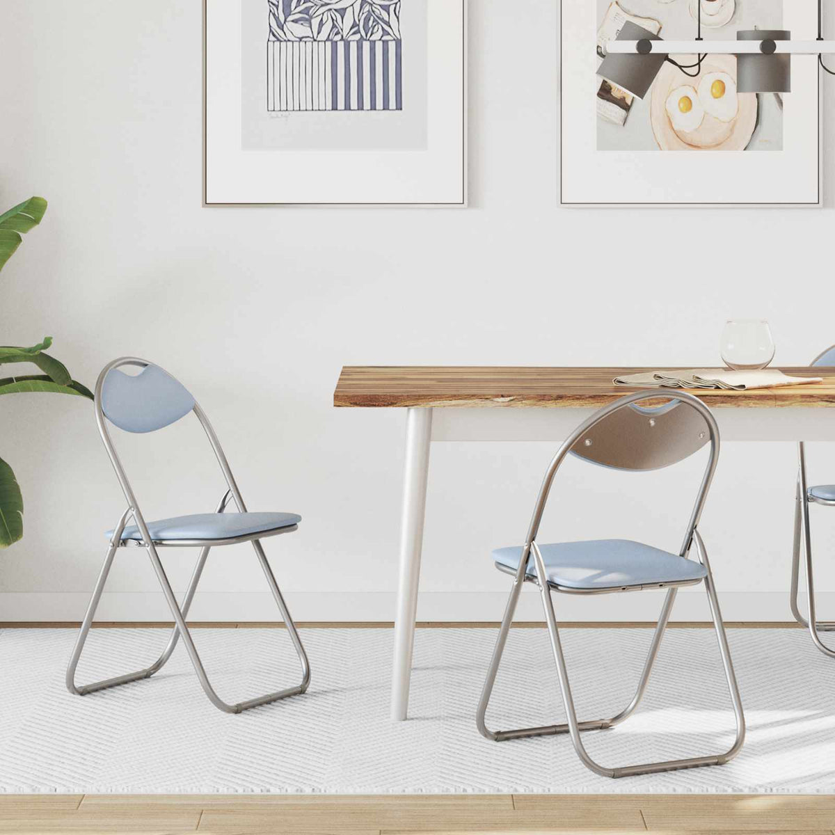 Silla Plegable 2 Uds. Cuero Sintético 48 X 43,5 X 81 Cm