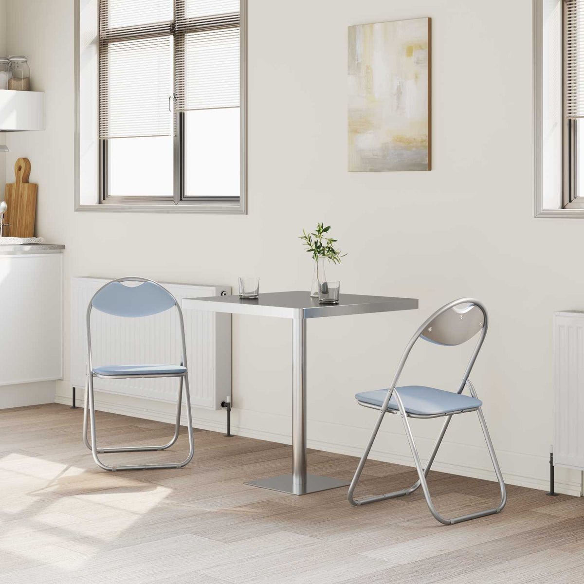 Silla Plegable 2 Uds. Cuero Sintético 48 X 43,5 X 81 Cm