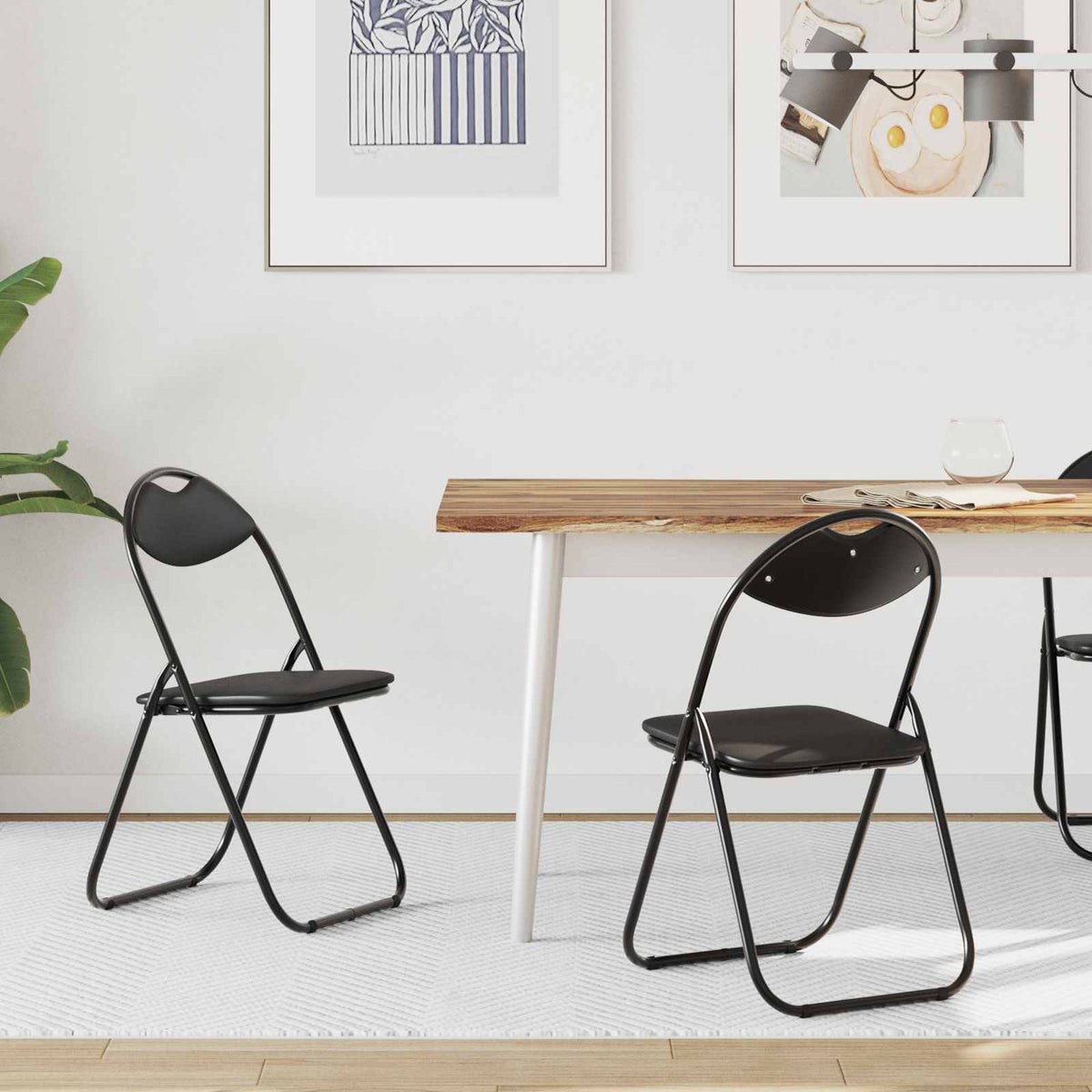 Silla Plegable 2 Uds. Cuero Sintético 48 X 43,5 X 81 Cm