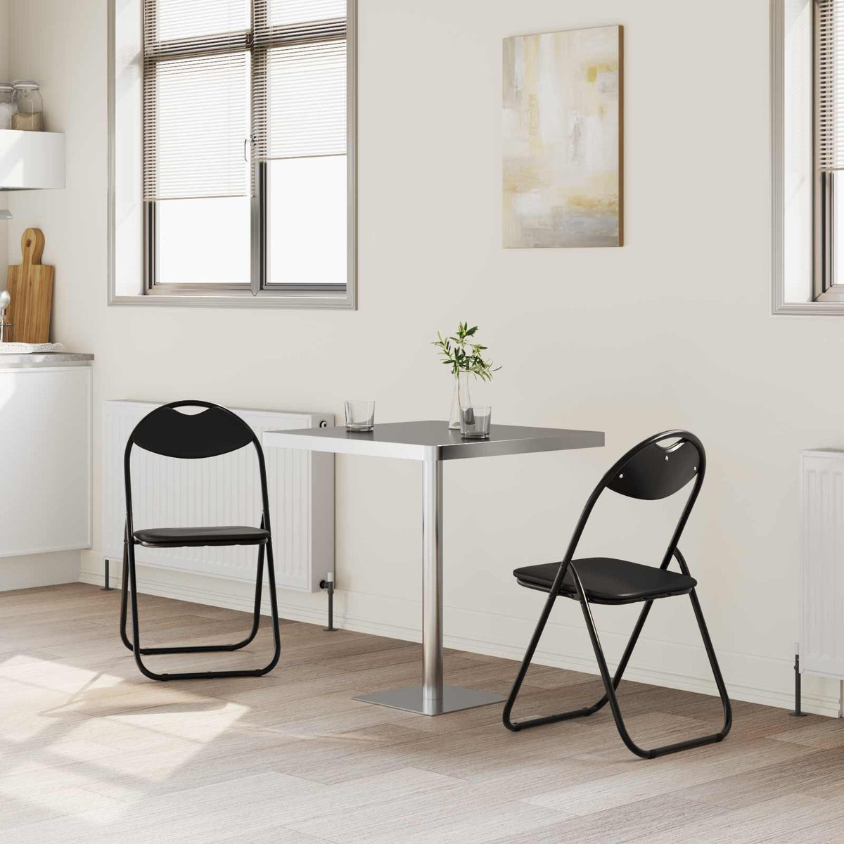 Silla Plegable 2 Uds. Cuero Sintético 48 X 43,5 X 81 Cm