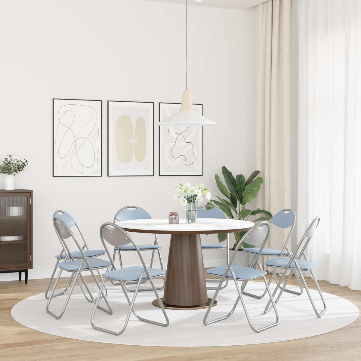 Silla Plegable 8 Uds. Cuero Sintético 48 X 43,5 X 81 Cm
