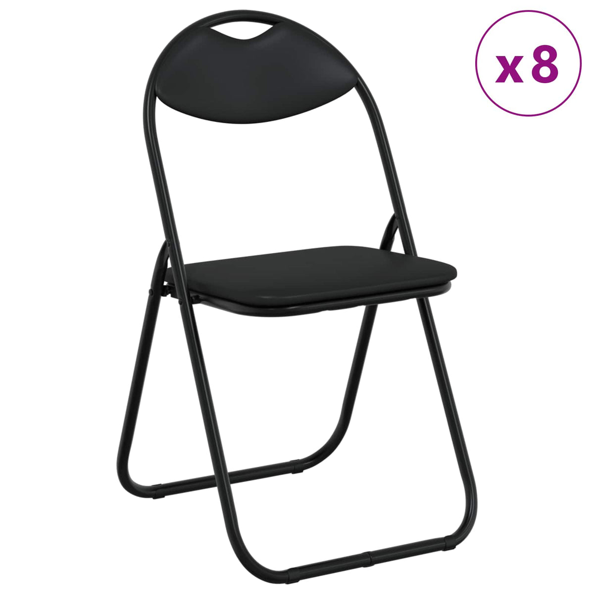Silla Plegable 8 Uds. Cuero Sintético 48 X 43,5 X 81 Cm