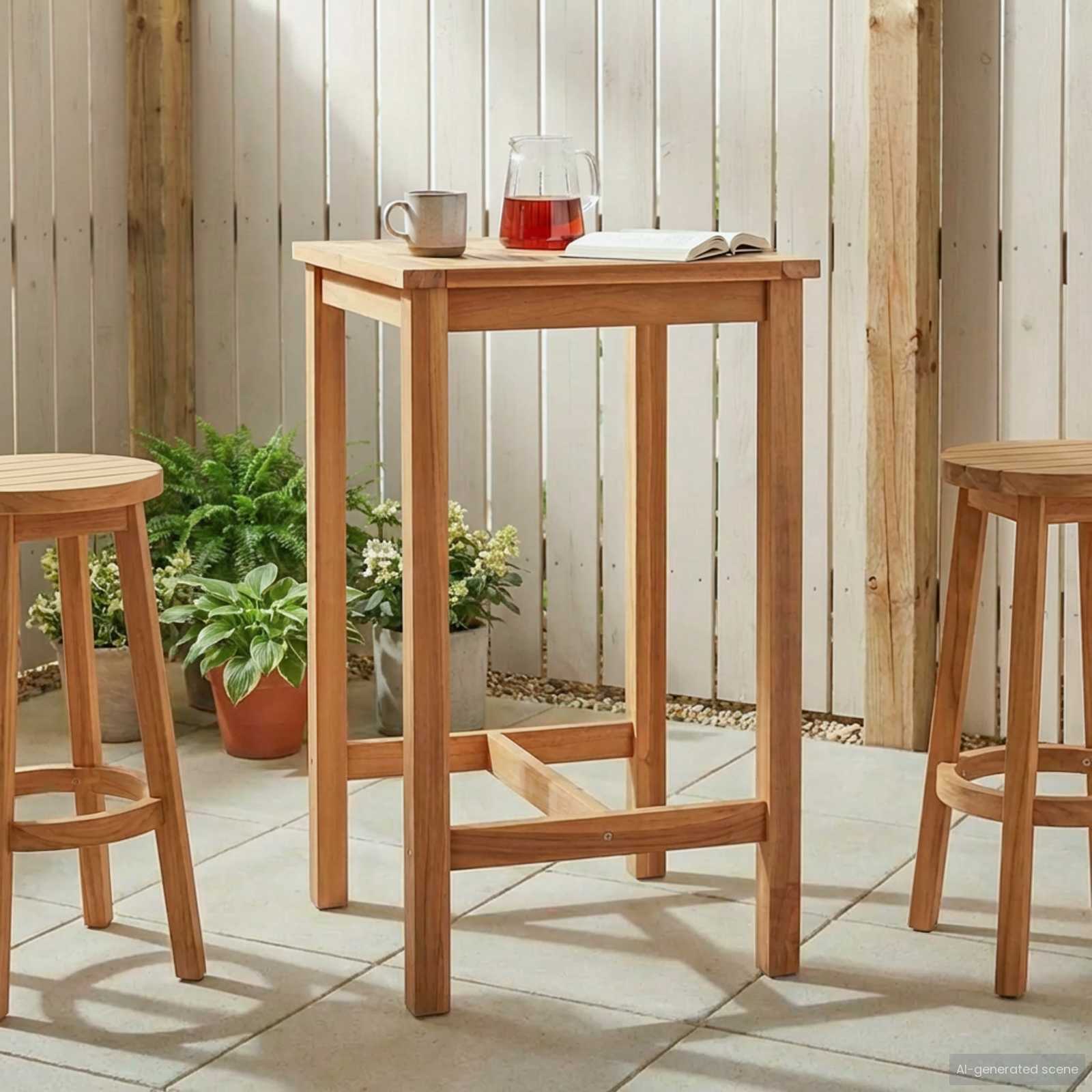 Mesa De Bar Natural Teak Sólido