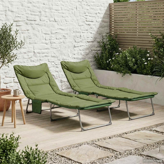 Tumbona Plegable Con Cojín 2 Pcs