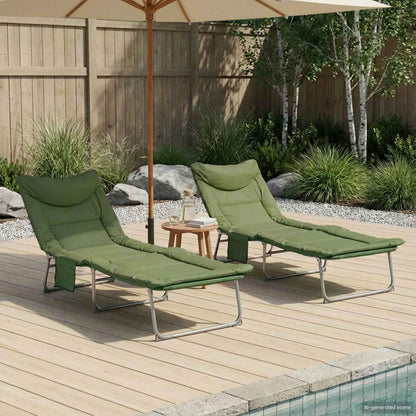 Tumbona Plegable Con Cojín 2 Pcs