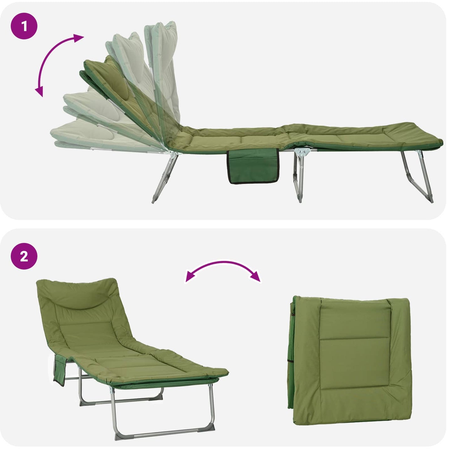 Tumbona Plegable Con Cojín 2 Pcs