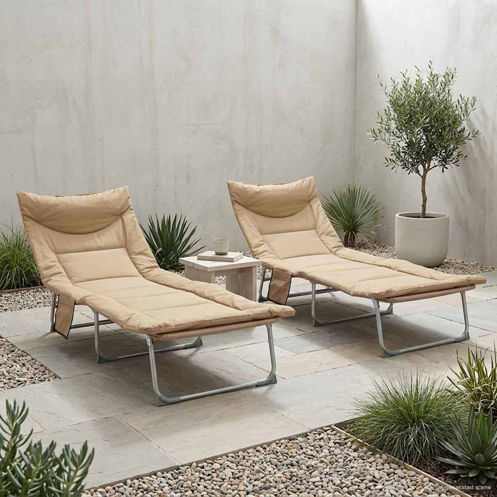 Tumbona Plegable Con Cojín 2 Pcs