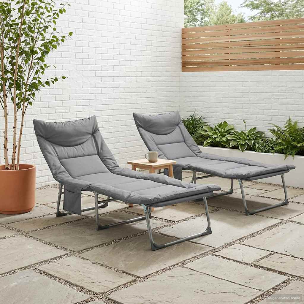 Tumbona Plegable Con Cojín 2 Pcs
