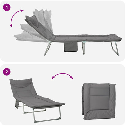 Tumbona Plegable Con Cojín 2 Pcs