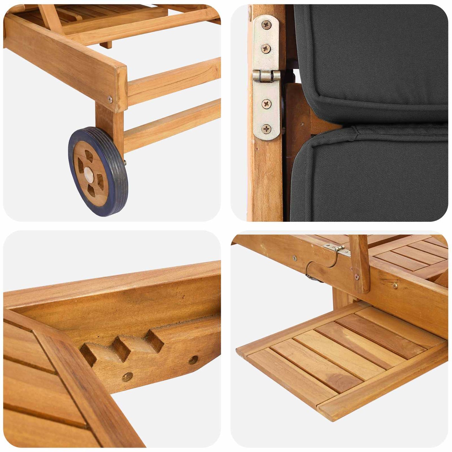Tumbona 1-Persona Marrón Y Gris Oscuro Madera De Teca Maciza