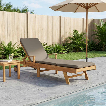 Tumbona 1-Persona Marrón Y Gris Oscuro Madera De Teca Maciza