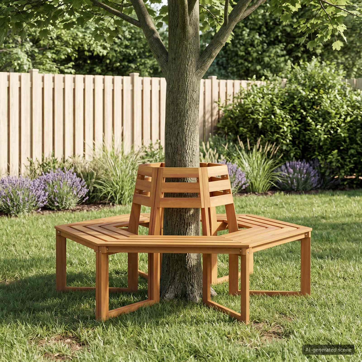 Banco De Árbol 2 Uds. 160 X 140 X 86 Cm Madera De Acacia Sólida