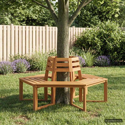 Banco De Árbol 2 Uds. 160 X 140 X 86 Cm Madera De Acacia Sólida
