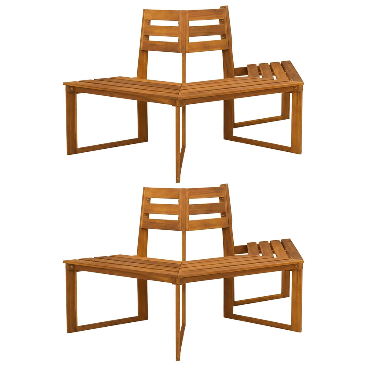 Banco De Árbol 2 Uds. 160 X 140 X 86 Cm Madera De Acacia Sólida