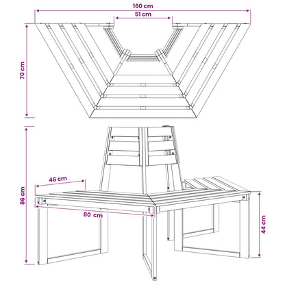 Banco De Árbol 2 Uds. 160 X 140 X 86 Cm Madera De Acacia Sólida