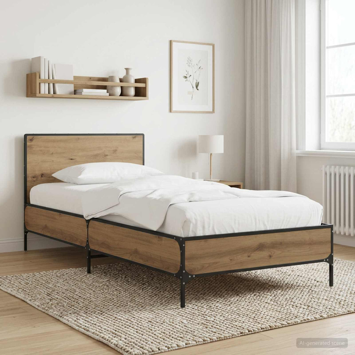 Estructura Cama Madera Ingeniería Metal 140X190 Cm