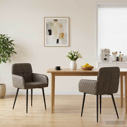Sillas De Comedor 2 Uds. Cuero De Suede Sintético Verde Militar