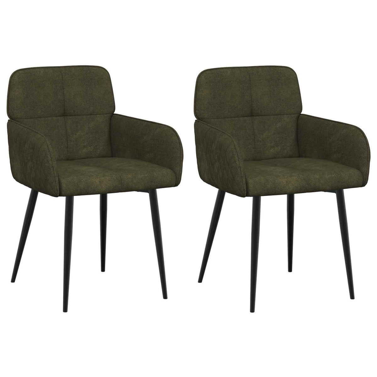 Sillas De Comedor 2 Uds. Cuero De Suede Sintético Verde Militar