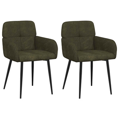 Sillas De Comedor 2 Uds. Cuero De Suede Sintético Verde Militar