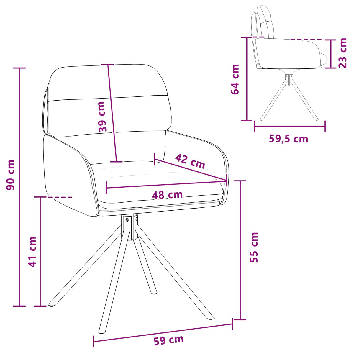Sillas De Comedor Giratorias 2 Uds. Cuero Sintético