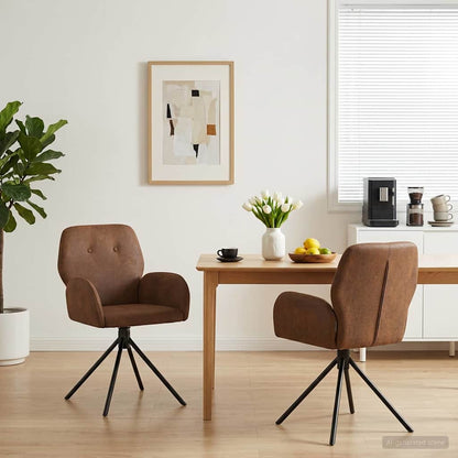 Sillas De Comedor Giratorias 2 Uds. Cuero De Suede Sintético