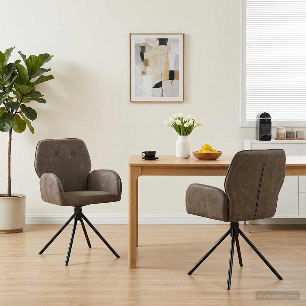 Sillas De Comedor Giratorias 2 Uds. Cuero De Suede Sintético