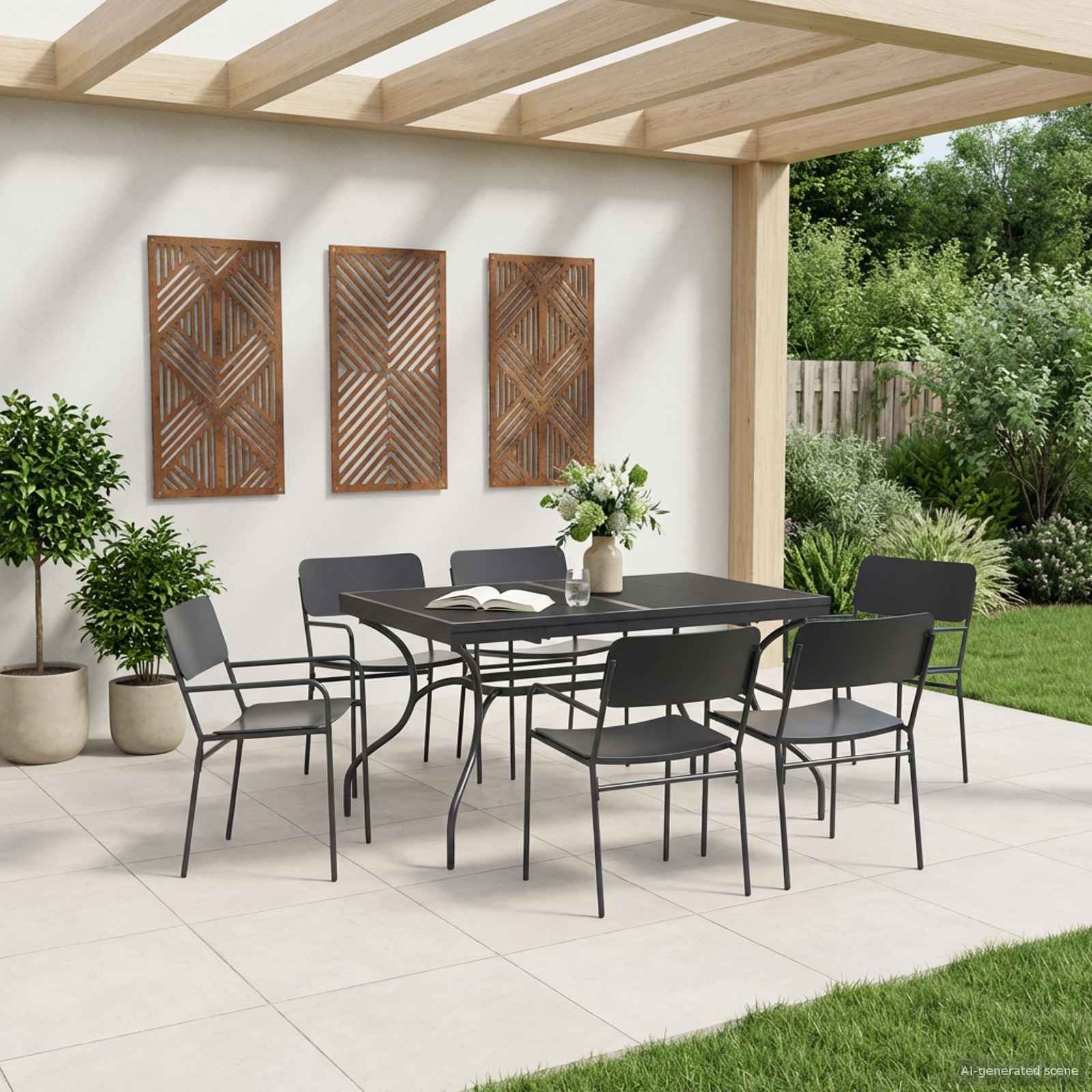 Mesa De Comedor De Malla Extensible Gris Antracita Acero