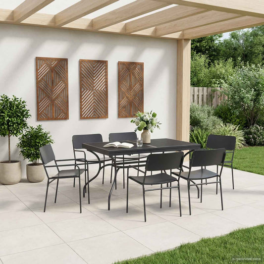 Mesa De Comedor De Malla Extensible Gris Antracita Acero