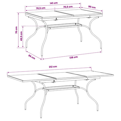 Mesa De Comedor De Malla Extensible Gris Antracita Acero
