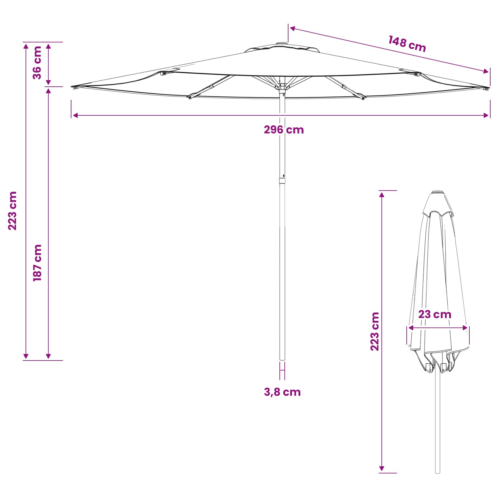 Sombrilla De Jardín 300 X 300 Cm Poliéster Rectangular