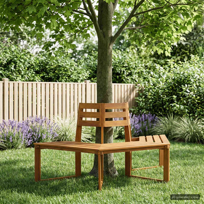 Banco De Árbol 2 Uds. 160 X 140 X 86 Cm Madera De Acacia Sólida