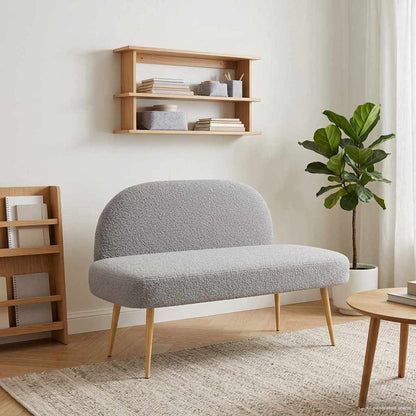 Banco Tapizado Con Respaldo 110 X 60 X 76 Cm Bouclé