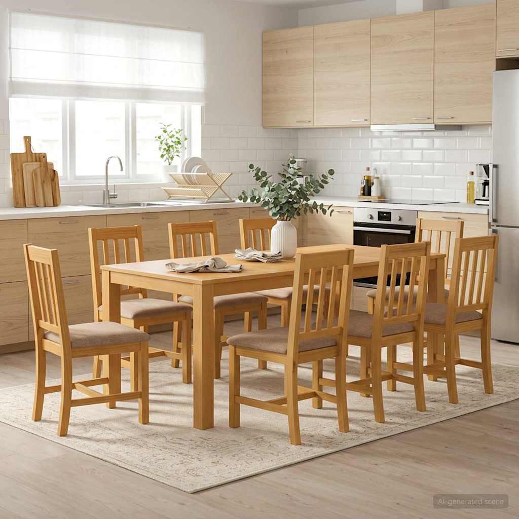 Mesa De Comedor Madera De Roble Sólido Natural