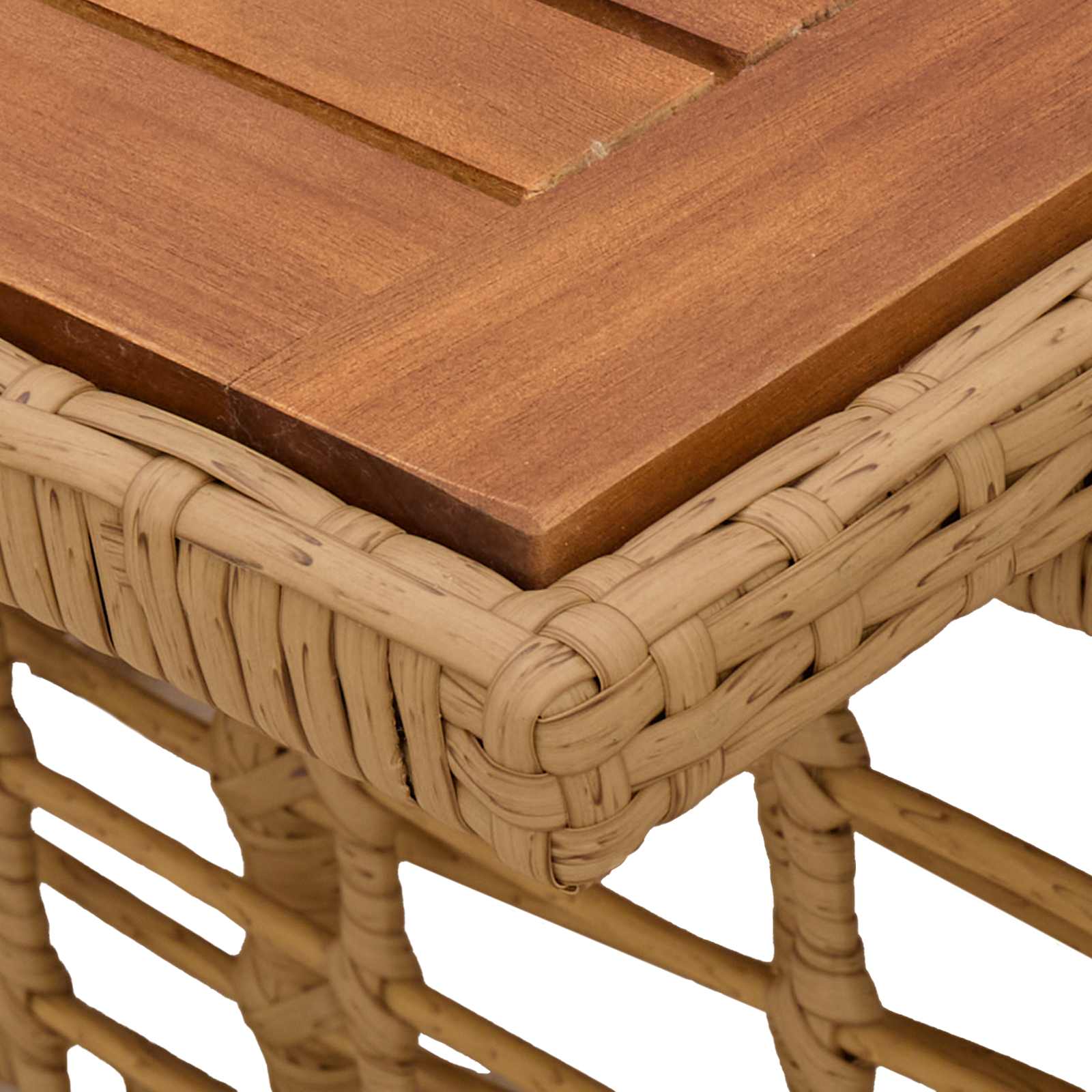 Mesa De Jardín 100 X 55 X 37 Cm Rattan Pe Y Cristal