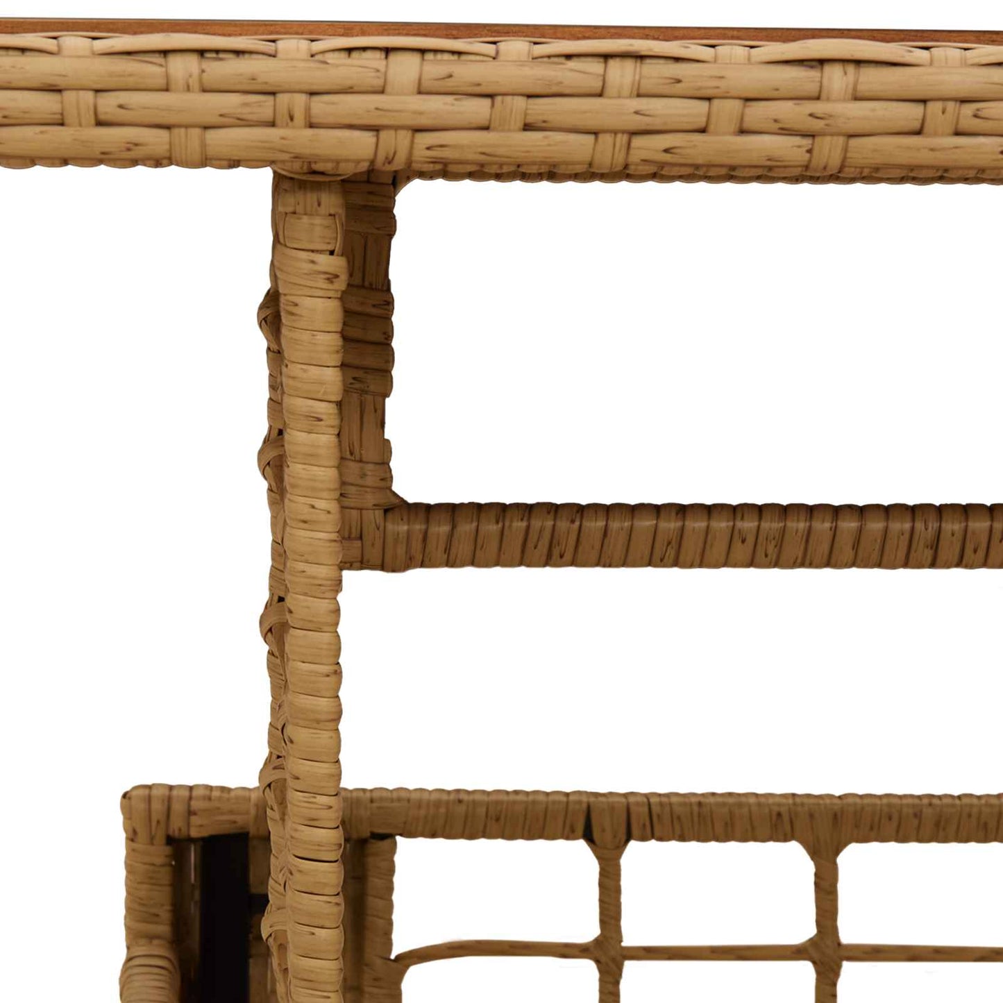 Mesa De Jardín 100 X 55 X 37 Cm Rattan Pe Y Cristal