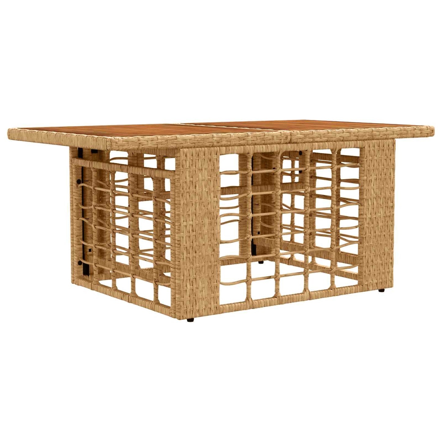Mesa De Jardín 100 X 55 X 37 Cm Rattan Pe Y Cristal