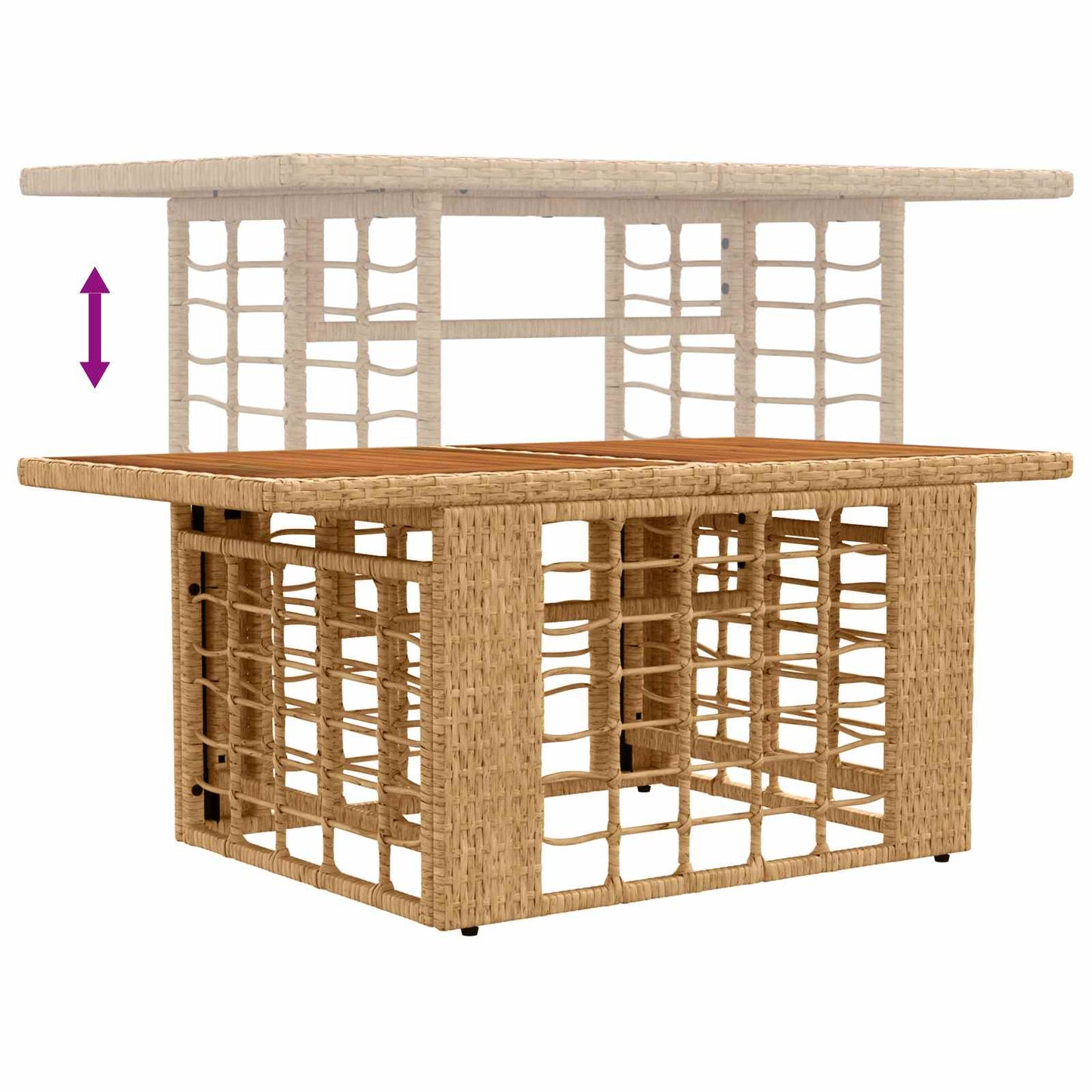 Mesa De Jardín 100 X 55 X 37 Cm Rattan Pe Y Cristal
