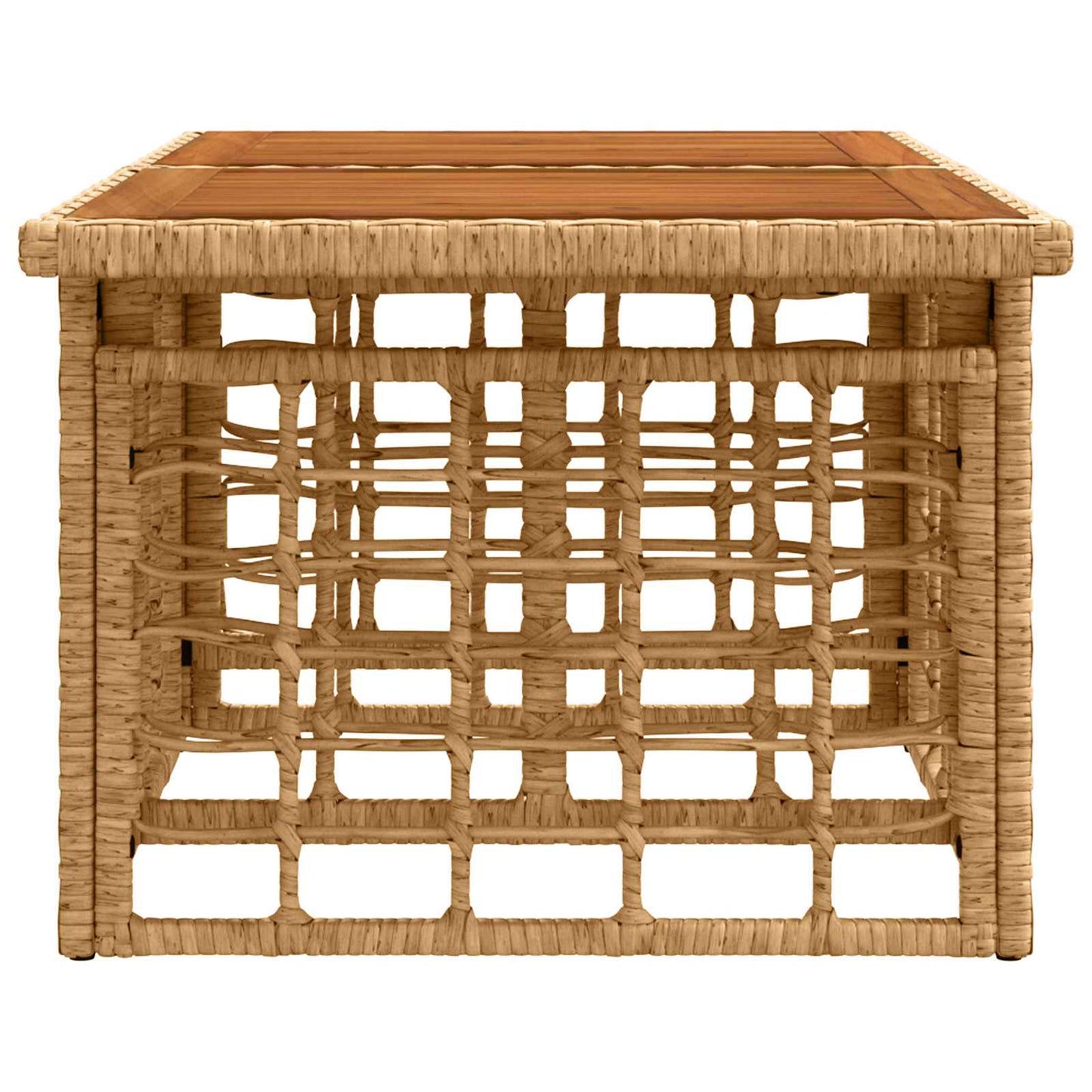 Mesa De Jardín 100 X 55 X 37 Cm Rattan Pe Y Cristal