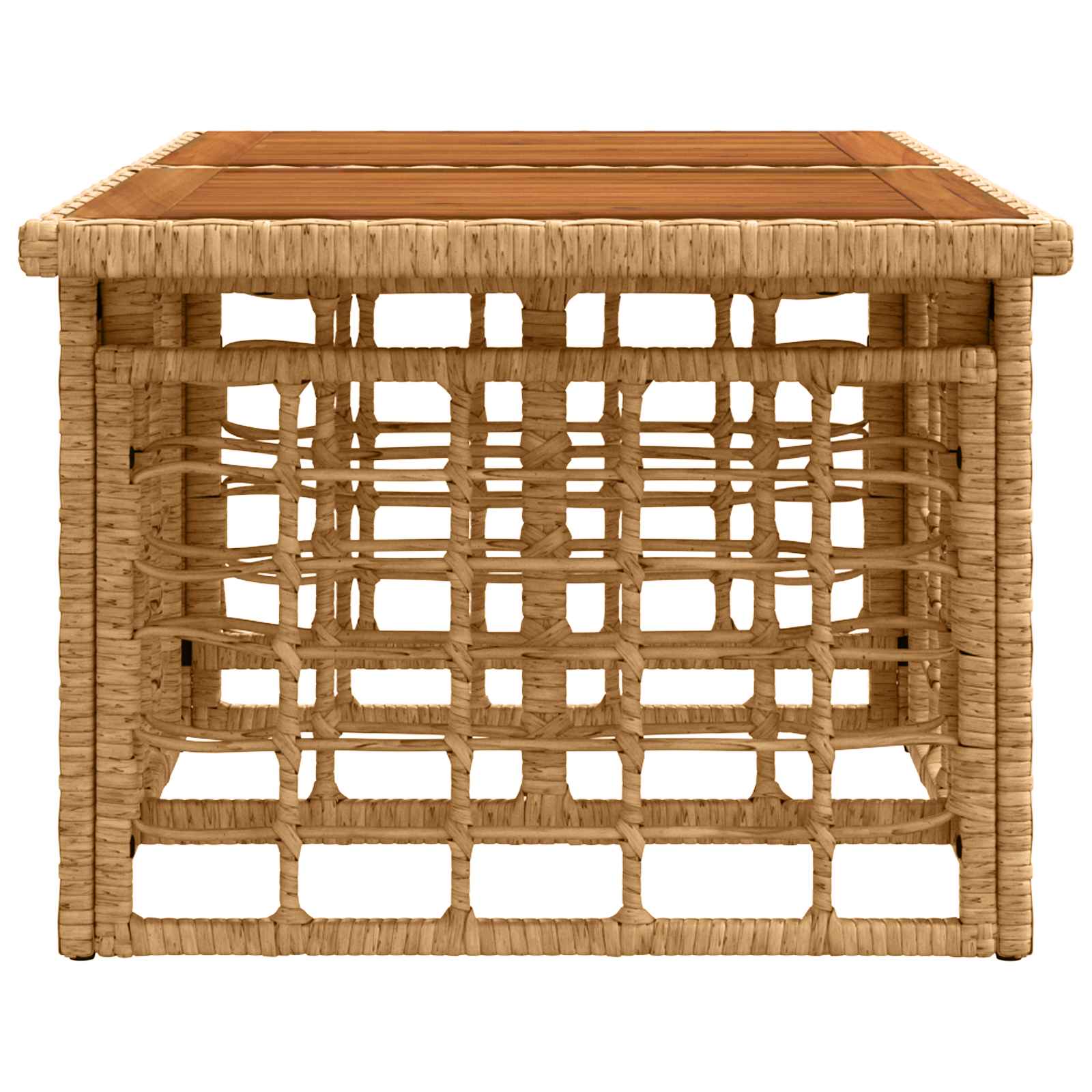 Mesa De Jardín 100 X 55 X 37 Cm Rattan Pe Y Cristal