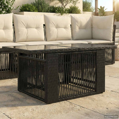 Mesa De Jardín 100 X 55 X 37 Cm Rattan Pe Y Cristal