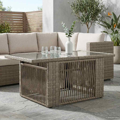 Mesa De Jardín 100 X 55 X 37 Cm Rattan Pe Y Cristal