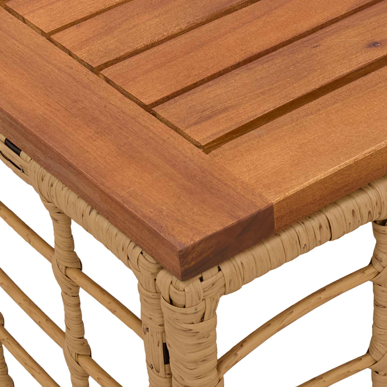 Mesa De Jardín 55 X 55 X 37 Cm Rattan Pe Y Cristal
